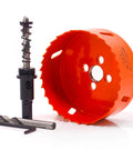Koopi 3.25-inch orange bi-metal hole saw with arbor and drill bits