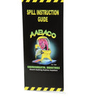 Spill instruction guide for Fast Acting Grab-And-Go Spill Response Kit with water-resistant tote and sorbent pads.