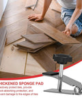 No Hassle Tile Leveling Jack With Smooth Telescoping Arm And Knurled Micro Dial For Dead On Floor Tile Placement And Heavy Duty Labor Saving Contractor Tool in use on wood flooring