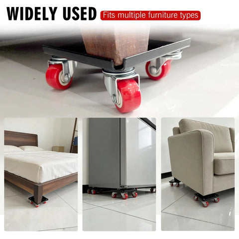 Heavy Duty Furniture Dollies Set With 360 Degree Swivel Casters And Smooth Rolling Wheels under bed, fridge, and couch for easy moving.
