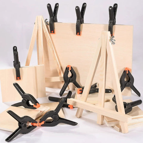 12 Pack 3.5 Inch Heavy Duty Spring Clamps For Crafts And Backdrop Clips securing wooden boards, nylon with fiberglass