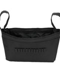 Front view of Golf Push Cart Accessory Bag With 12 Pockets, showing black Oxford cloth, handles, and multiple pocket design.
