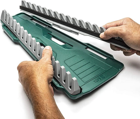 Hands adjusting 16 Slot Reversible Wrench Rack Set For SAE And Metric Tools Up To 1 Inch, 2 Pack, reinforced composite.