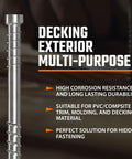 Composite Trim Screw Set Stainless Steel 304 No 8 By 2 Inch 150 Count For PVC And Wood Hidden Finish Outdoor Deck Fasteners
