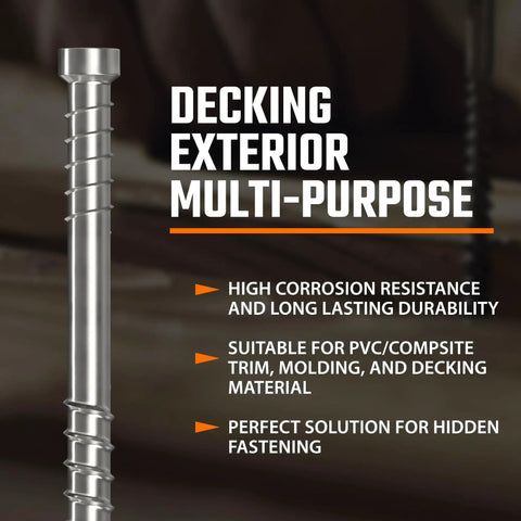 Composite Trim Screw Set Stainless Steel 304 No 8 By 2 Inch 150 Count For PVC And Wood Hidden Finish Outdoor Deck Fasteners