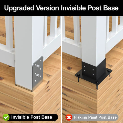 Upgraded 4x4 Post Base Kit With 2 Stainless Steel Adjustable Post Anchor Brackets for Deck and Porch Support
