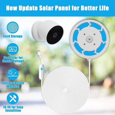 6W Solar Panel Charger For Google Nest Camera Outdoor And Indoor Battery Version With Indicator Light And 13Ft Cable