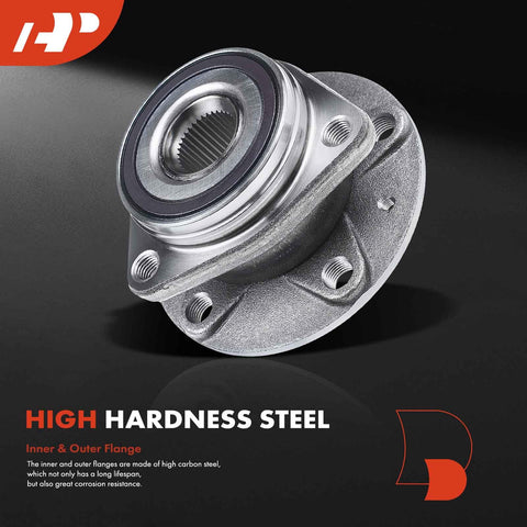 2 Pack Wheel Bearing And Hub Assembly For Volkswagen And Audi Vehicles Including Jetta Golf GTI Tiguan Arteon A3 Quattro Q3 TT S3 RS3 Front And Rear Replacement With Durable Bearings And Precise Fit, showing high hardness steel flange.