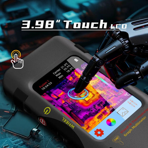 Thermal Camera Multimeter With Macro Lens And Date Recorder, Pro Grade 320x320 IR Resolution, 3.98 Inch Touch LCD in use