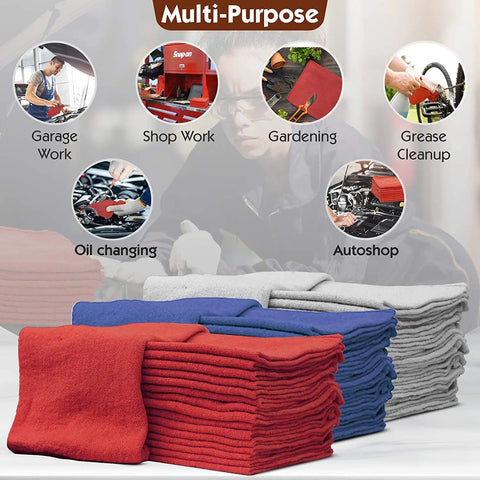 Stack of 500 Pack 14x14 Shop Towels For Auto Mechanics 100 Percent Cotton Lint Free Commercial Grade Red Rags in various uses
