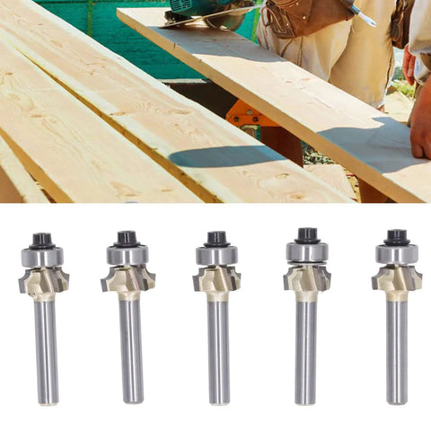 Durable Round Over Router Bit Set With 4 Inch Shanks And Four Flutes, ideal for smoothing corners on wood furniture.