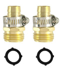 Two Pack Garden Hose Repair Kit For 5/8 Inch Hoses With Heavy Duty Brass Male Quick Connect Fittings And Stainless Steel Clamps