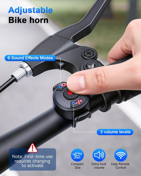 Wireless Bike Horn With Remote Control 120dB Loud As Heck Electric Bicycle Bell With 6 Sound Modes IPX5 Type C Charging Perfect For Adults Bikes