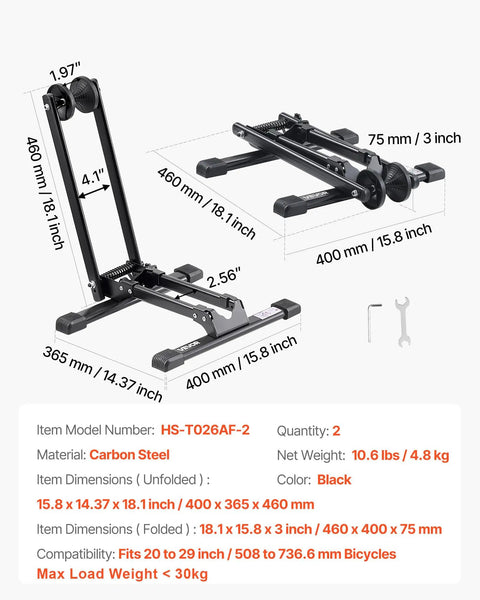 Two Pack Bike Floor Stands For 20 To 27 Inch Mountain And Road Bikes Rust Resistant Alloy Steel Folding Bike Storage Rack