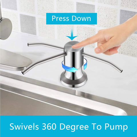 Brushed Nickel Kitchen Sink Soap Dispenser With A 47 Inch Silicone Extension Tube That Goes Directly To Your Large Dish Soap Bottle Say Goodbye To Constant Refills And Mess Easy Install Durable Countertop Pump in use