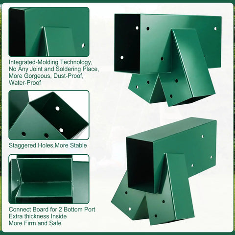 Heavy Duty Swing Set Bracket Kit For DIY Outdoor Playground Three Piece A Frame Hardware Set Built Tough With Two Main Brackets And One Middle Bracket Green Finish For Easy Assembly