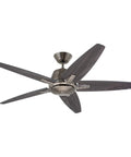 56 Inch Euclid Brushed Steel Ceiling Fan With LED Light Kit, modern geometric design with wood blades, downrod included.