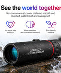 Grab And Go 25X Monocular Telescope With Phone Adapter For Hiking, Bird Watching, Stargazing And Outdoor Adventures, waterproof design