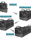 Trunk Organizer With Cooler For Cars, Collapsible Trunk Storage Container with non slip bottom strips, multi compartment views