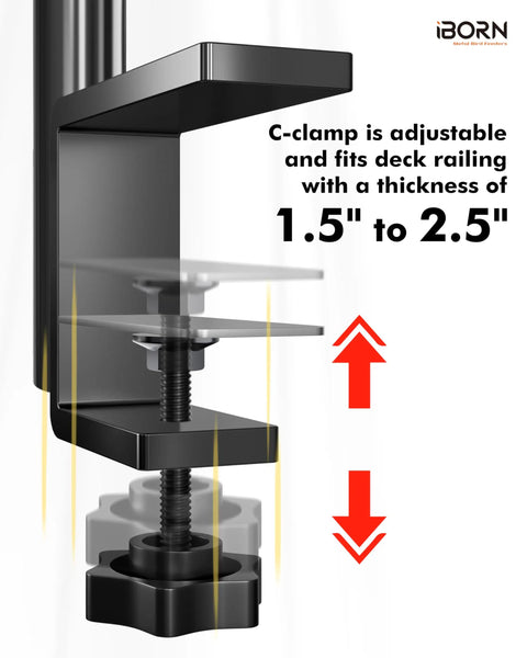 Deck Bird Feeder Pole Mount Kit With C Clamp For Railings And Outdoor Use 3In1 Adjustable Bracket Universal Deck Mount Poles Fits Smart Feeders And Bird Houses Includes Pole Top And Side Brackets
