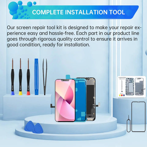 iPhone 13 Mini Screen Replacement Kit 5.4 Inch With 3D Touch LCD Digitizer Full Assembly Front Glass Magnet Pad And Repair Tools For A2481 A2626 A2628 Model Numbers featuring front screen assembly and repair tools
