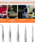 Curved Precision Tweezers Set 5 Pieces Stainless Steel Non Magnetic Heat Resistant For Jewelry Making Electronics Craft Soldering