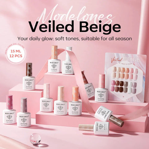 12 Pcs Gel Nail Polish Set 15ml Each Nude Pink Milky White Beige Skin Tone Shades Hema Free Soak Off Spring Manicure Kit