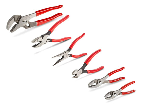 Six Piece Pliers Set With Groove Joint Slip Joint Long Nose Diagonal Cutting And Lineman Pliers For DIY And Professional Work