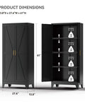 Diagram of Beast Of A Farmhouse Style Metal Pantry Cabinet With Barn Doors, 61 Inch Tall, 27.5 Inch Wide, showing open shelving