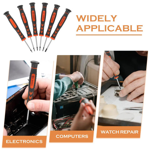 FOMIYES Premium 6-In-1 Precision Screwdriver Set Made From Chrome Vanadium Steel With Comfortable Ergonomic Handles Perfect For Watch Fixes And Micro Electronics Repair On The Go.