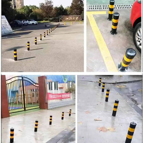 Built Like A Tank Heavy Duty Powder Coated Safety Bollard Post With Bright Reflective Markers For Daily Solid Parking Barrier Setup And Smooth Roadway Channelizing