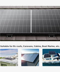 Z Shaped Solar Panel Mounting Brackets Set installed on roof, suitable for RVs, trailers, boats, yachts; supports 40W to 700W panels.