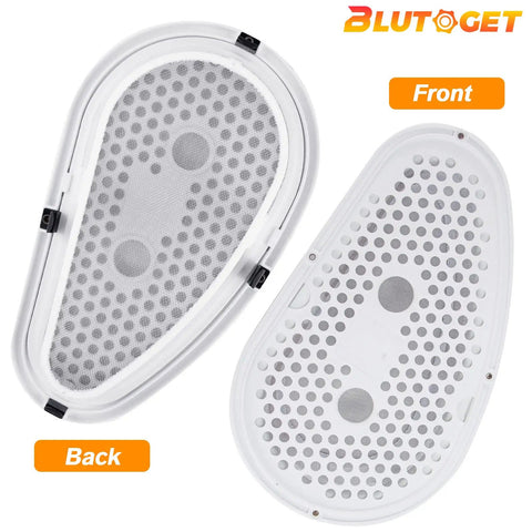 Front and back view of Upgraded Dryer Lint Filter Screen And Cover For Kenmore Whirlpool Stackable Washer And Dryer Lint Trap Replacement W10828351 Replaces 8531964 8531967 8531966 AP5985829 Heavy Duty Stainless Mesh With Tight Weave Easy Install