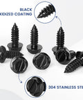 8 Pack License Plate Screws Set Stainless Steel Rustproof Bolts With Slotted Hex Heads For Cars Includes Screwdriver And Durable License Plate Fasteners For Secure Mounting On Most Vehicles shown with black coating.