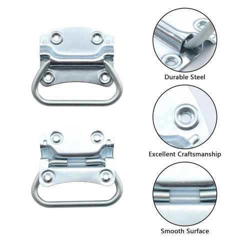 Three And One Half Inch Heavy Duty Pull Ring Handles For Toolboxes Chests And Doors Zinc Plated Steel Construction with close-up details