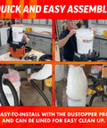 Dustopper 5 Gallon Heavy Duty Bucket For Shop Vac Systems installed on a wet dry vacuum for easy assembly and cleanup.