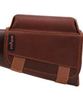 Genuine Leather Buttstock Cheek Rest with Rifle Shell Holder showing brown leather and stitching detail on firearm.
