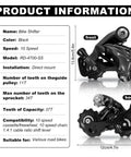 10 Speed Road Bike Rear Derailleur With Direct Mount Smooth Shifting 1.4 Cable Pull Ratio Durable Build dimensions and details
