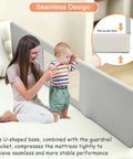 Portable Baby Bed Rail for Toddlers Foldable Travel Guard with 3 Lock Angles in U Shape shown with child support