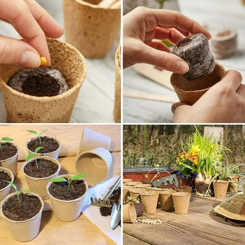 100 Pack Peat Pots 3.15 Inch Seed Starter Planters For Flowers, Vegetables, Tomatoes And Herbs, Biodegradable Nursery Pots