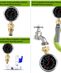 Liquid Filled Water Pressure Gauge Kit 0-200 Psi With 5 Piece Quick Connect Set, Standard Three Quarter Inch Female Garden Hose Thread, Home Use Gauge For Faucets And Hoses, Includes One Quarter Inch And One Half Inch Adapters, for garden hose testing