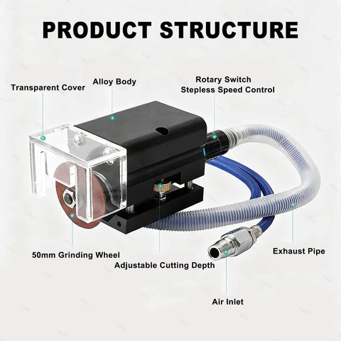 Heavy Duty Pneumatic Air Nick Grinder With 50mm Cutting Wheel And 30k Rpm Motor For Quick Nick Scraping On Corrugated Board Dies Is An Absolute Crusher