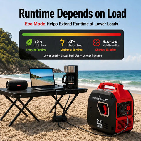 2500W Portable Inverter Generator Gas Powered Quiet And Parallel Ready with appliances on beach
