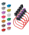 In Line 10 Gauge Fuse Holder Kit With ATC ATO Connectors And 65 Car Fuses Included For Automotive Wiring Projects.