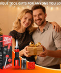 Couple holding gift with Ratcheting Screwdriver Set 26 In 1 With Double Ended CRV Bits Magnetic Demagnetizer in foreground