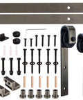 Hardware kit from Dope Double Sided Mirror Sliding Barn Door Kit In White Finish With Black Carbon Steel Hardware, 26 By 81 Inches.