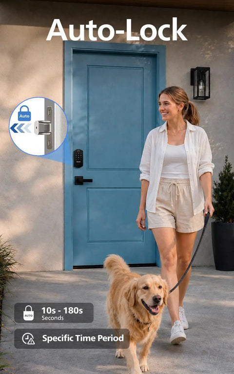 No Sweat Setup Wifi Smart Lock For Front Door With Top Mount Fingerprint Reader And Digital Keypad Deadbolt Featuring Quick App Remote Control Auto Lock Alexa Google Compatibility