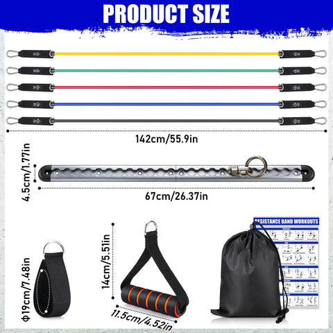 Wall Hook Resistance Band Mount System For Home Gyms Rock Solid Anchoring Hardware showing five resistance bands and mounting rail.