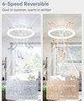 20 Inch Low Profile Breezy Ceiling Fan With Lights And Remote Dimmable LED Light 3000K To 6000K 6 Speed Reversible Motor