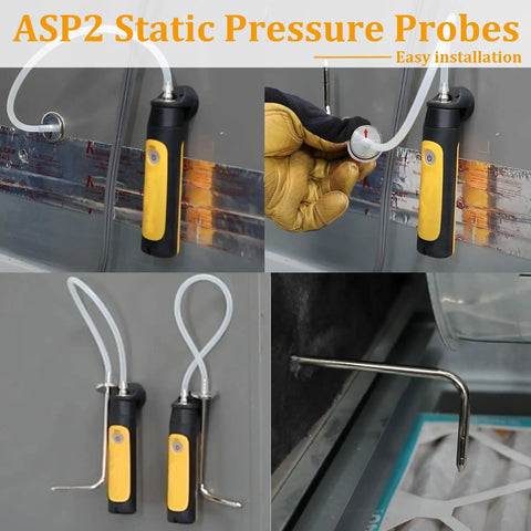2 Pack Static Pressure Probes for HVAC Systems and Pitot Tubes, Compatible with Fieldpiece JL3KM2 SDMN5 SDMN6 ADMN2, Pull Ring Design with Strong Suction, Easy Connection, Precise Readings for Ductwork Diagnostics, shown installed in HVAC duct